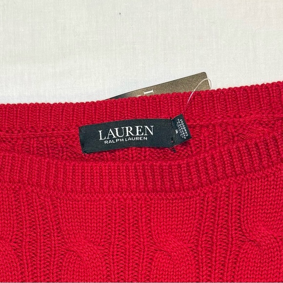 Lauren Ralph Lauren Red  Cable Knit Sweater NWT - Picture 2 of 5